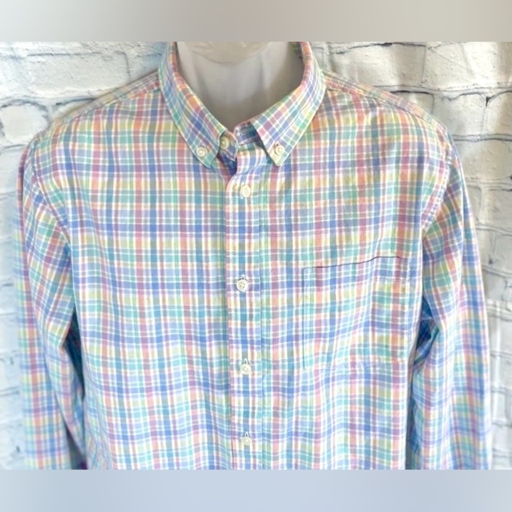 Men's L Every Wear Long Sleeve Button-Down Shirt Goodfellow Northrop pastel slim